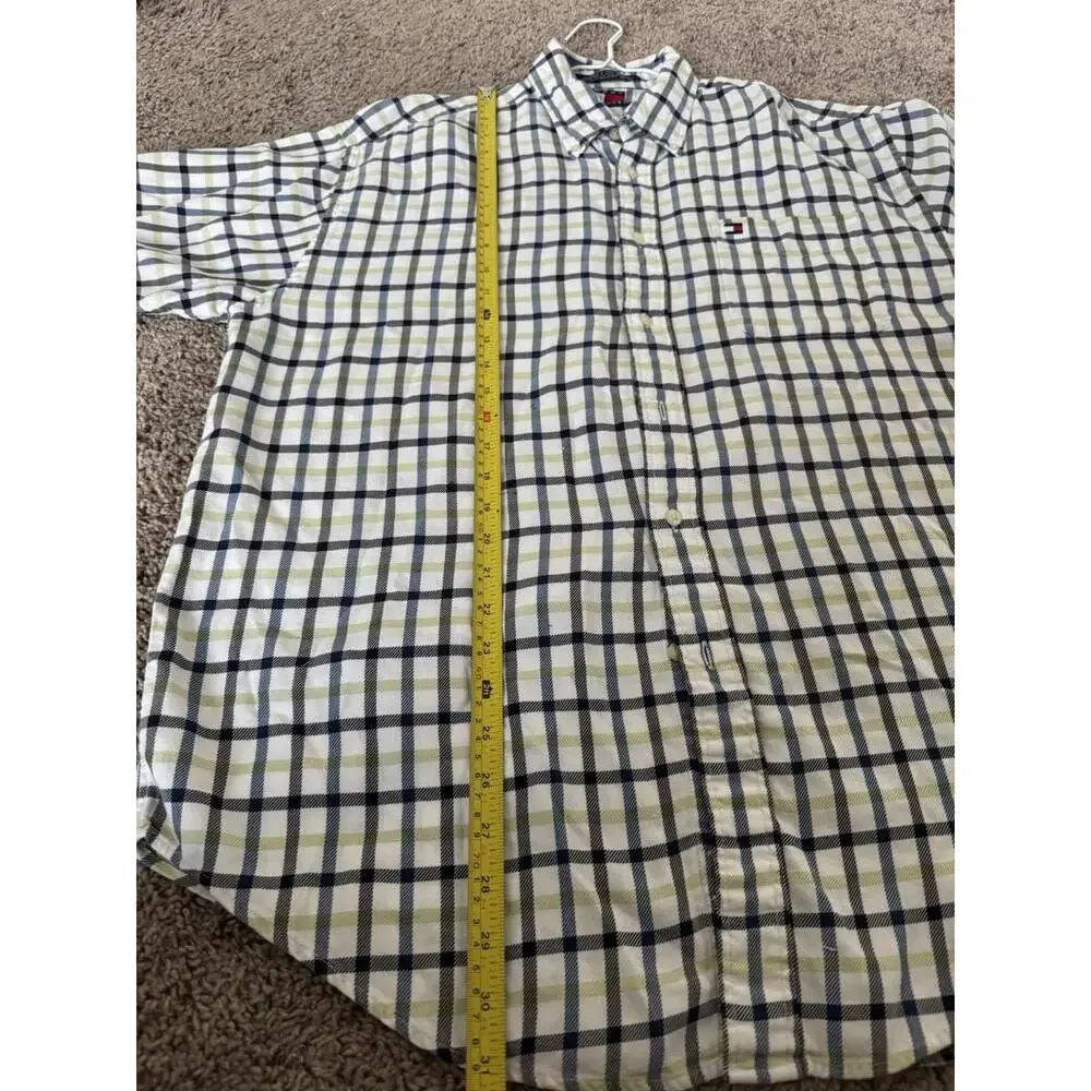 Tommy Hilfiger Button-Down Short Sleeve Shirt with Pocket - White‎ with Stripes